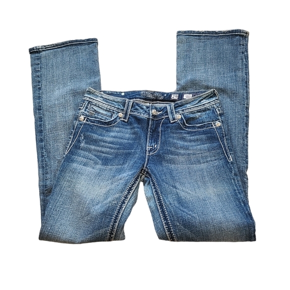 Miss Me JP5021 bling embroidered pockets Bootcut Jeans size 29 - Picture 2 of 8